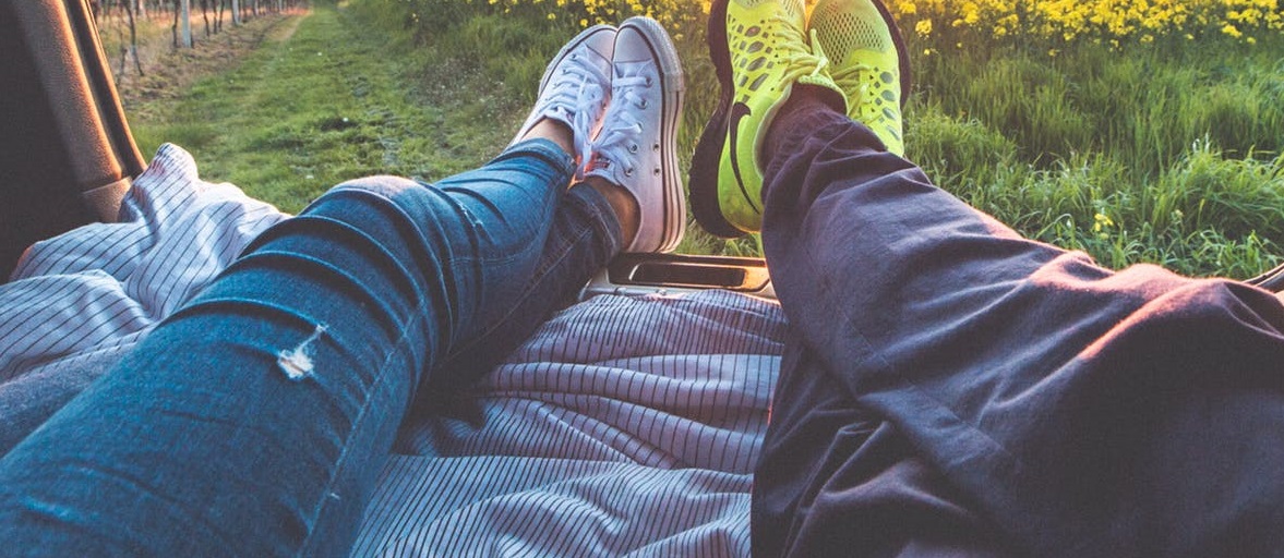 Couple on summer road trip 